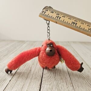Vintage Kipling Red Fuzzy Miniature Monkey Keychain with Long Bendable Arms Coll